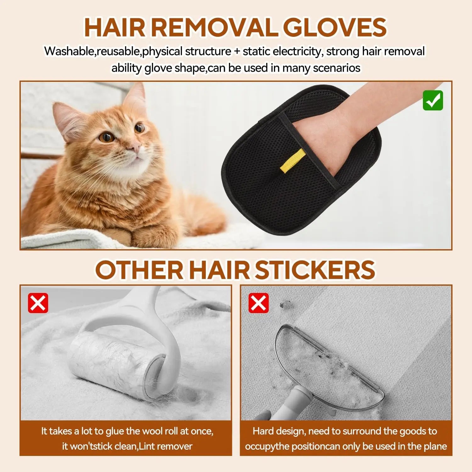 Static Pet Hair Removal Gloves